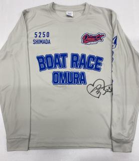 ★NEW★5250嶋田　有里選手サイン入り・Omu女オリジナルロングTシャツ【Sサイズ/グレー】